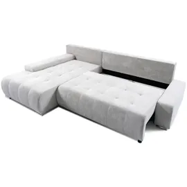 Fun Möbel Ecksofa Sofa mit Schlaffunktion VOGAR Stoff Poso Grau Ottomane Links - Grau