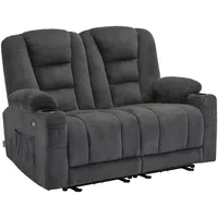 MCombo Elektrisch 2er Sitzer Sofa mit Schlaffunktion, 2er Relaxsofa mit Taste 150° Verstellbar, Kinosessel mit Liegefunktion, usb &