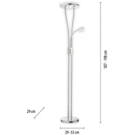 just light. Deckenfluter Stehleuchte Leselampe schwenkbar Stahl LED Standleuchte dimmbar