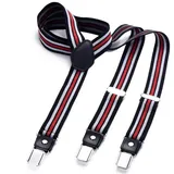 DonDon Hosenträger DonDon® Herren Hosenträger schmal 2,5 cm 3 Clips in Y-Form elastisch (1-St) Y-Form, verstellbar mit Clipverschluß, elastisch, schmal 2.5 cm bunt|rot|schwarz