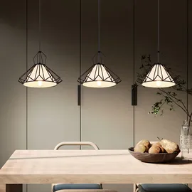 GLOBO Hängelampe, Metall, Textil, schwarz, 3 Flammig, H 120 cm