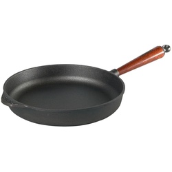 Skeppshult Schmorpfanne Griff aus Buchenholz, Gusseisen (1-tlg), unbeschichtetes Gusseisen, Ø 28 cm, Induktion braun|rot