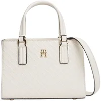 Tommy Hilfiger TH Daily Mini Tote Mono Schultertasche Kunstleder Beige/Weiß