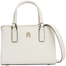Tommy Hilfiger TH Daily Mini Tote Mono Schultertasche Kunstleder Beige/Weiß