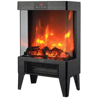 ADLER EUROPE Elektrokamin AD 7755 Elektrischer Kamin mit 3D Flammeneffekt, Fernbedienung, Heizlüfter mit Thermostat, gümtlich cozy schwarz