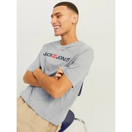 JACK & JONES Slim Fit T-Shirt Corp mit Logo in Light Grey-M