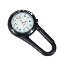 Clip-On Fob Watch Clip mit Karabinerhaken, drehbare Lünette, leuchtendes Zifferblatt, Fob-Uhr für Ärzte, Krankenschwestern, Sanitäter, Köche, Klettern, Bergsteigen, Schwarz , Medio, Minimalistisch