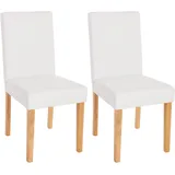 MCW 2er-Set Esszimmerstuhl Stuhl Küchenstuhl Littau ~ Kunstleder, weiß matt, helle Beine