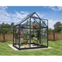 CANOPIA Palram - Canopia Aluminium Gewächshaus Harmony 185 x 126 cm mit 0,7 mm klaren Polycarbonatplatten grau