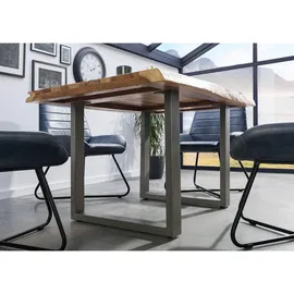 MASSIVMOEBEL24.DE Baumtisch 160 x 77 x 90 cm natur/silber