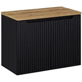 Lomadox - Waschtischunterschrank 80cm, In schwarz Mit Eiche, Newport-56-black