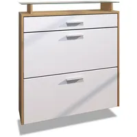 Vladon Schuhschrank, Weiß, Holzwerkstoff, 89x95.5x23 cm, Garderobe, Schuhaufbewahrung, Schuhschränke