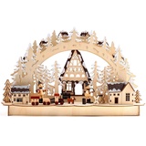 BRUBAKER 3D LED Lichterbogen Schwibbogen - Winterlandschaft mit Holzarbeitern - LED Beleuchtung - Holz 43,5 x 26,8 x 10,1 cm - Handbemalt