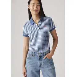 Poloshirt LEVI'S "Slim Polo Neutrals", Damen, Gr. XS, marigold stripe dutc, Obermaterial: 95% Baumwolle, 5% Elasthan, gestreift, casual, slim fit, Kurzarm, Shirts