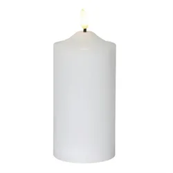 LED Stumpenkerze Flamme Echtwachs warmweiße 3D Flamme H: 17cm Batterie Timer