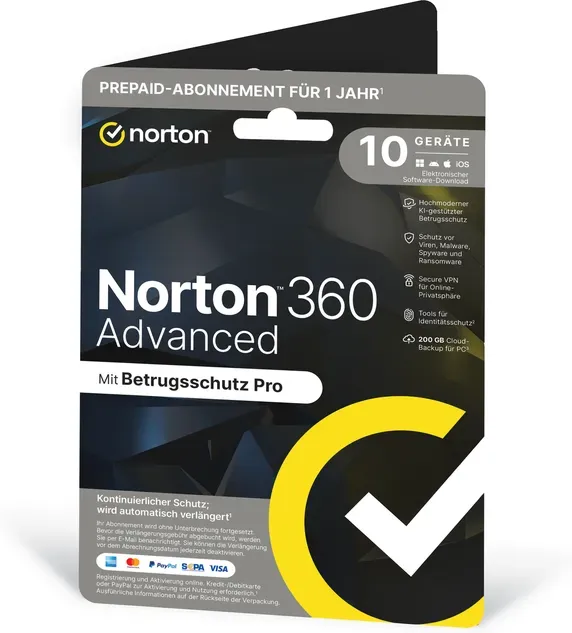 Norton 360 Advanced 10 Geräte 1 Jahr
