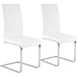 Woltu Freischwinger (Set, 2 St), mit hoher Rückenlehne Kunstlederbezug bis 120kg belastbar weiß