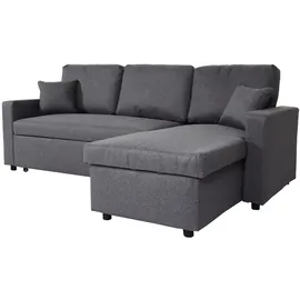 Mendler Ecksofa mit Bettkasten HWC-L17, Couch Sofa L-Form, Liegefläche Nosagfederung 228cm ~ dunkelgrau