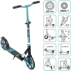 muuwmi Aluminium Scooter Deluxe 205 mm türkis EINHEITSGRÖSSE