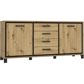 Forte Sideboard Trondheim 178,4 x 81,3 x 41,5 cm Artisan Eiche/Schwarz