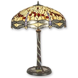 Casa Padrino Luxus Tiffany Tischleuchte Mehrfarbig Ø 61 x H. 80 cm - Tiffany Schreibtischleuchte - Wohnzimmer Deko Leuchte - Scheibtisch Deko Leuchte - Luxus Tiffany Leuchten