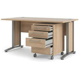 VCM Prisme Schreibtisch mit Rollcontainer Eiche Dekor