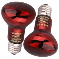 DERNORD Reptilien Rotlichtlampe Birne - 50 Watt Infrarotlampe für Urzeitkrebse Schildkröten Vogelspinne Terrarium Rotlichtlampe Wärmelampe Tiere 2 Pack