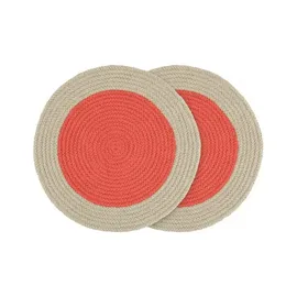 REMEMBER "Raspberry", 2er-Set - H 0,5 cm, Ø 38 cm - Buntes Baumwoll-Tischsets