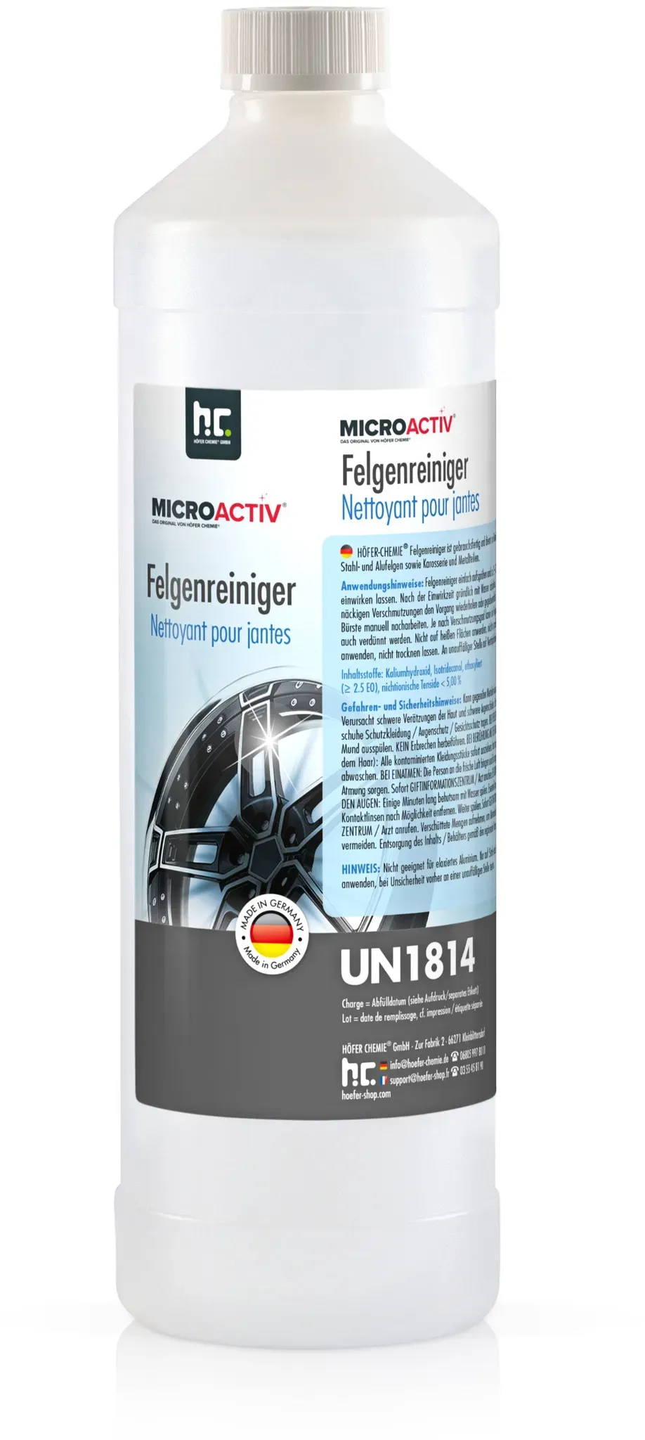 6x 1 L Nettoyant jantes  - prêt à l'emploi en bouteille de 1 L