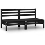 vidaXL 2-Sitzer-Gartensofa Schwarz Kiefer Massivholz