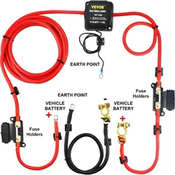 VEVOR Doppelbatterie Trennrelais 12 V Split Charge Kit, 140 A spannungsempfindliches Relais Set -30 bis 105 °C, automatisches Ladegerät & Kabel Set für Lastwagen, Wohnmobil, Werkstatt, Auto & Schiff