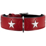 Hunter Magic STAR Hundehalsband, mit Sternen, Leder, weich, 42 (S-M), rot