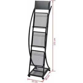 vidaXL Zeitschriftenständer 40 x 32 x 131 cm Schwarz A4