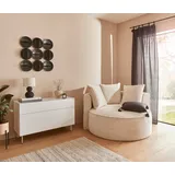 LeGer Home by Lena Gercke XXL-Sessel Isalie Samt 153 x 98 x 145 cm Beige mit Hocker