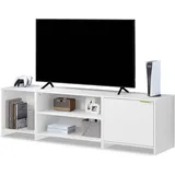 Woltu Tv-Schrank, weiß, Holzwerkstoff, 2 Fächer, Rechteckig, 160x45x39 cm, Wohnzimmer, Wohnwände, Lowboards, Lowboards stehend