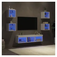 vidaXL TV-Schrank 7-tlg. Wohnwand mit LED-Beleuchtung Weiß Holzwerkstoff (7-St) weiß