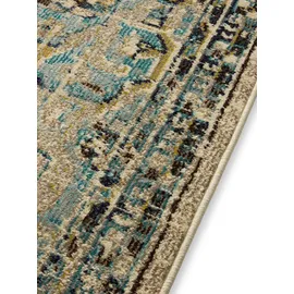 benuta Nest Vintage Teppich Casa - Beige/Türkis 160x230 cm - Teppich für Wohnzimmer, Schlafzimmer und Flur - Pflegeleicht - Fußbodenheizung Geeignet