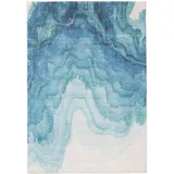 benuta pop Waschbarer Kurzflor Teppich Blau, Textil, Abstrakt, Rechteckig, 160x1 cm Gots, waschbar, Teppiche - Moderner Kurzflor-Teppich für Wohnzimmer