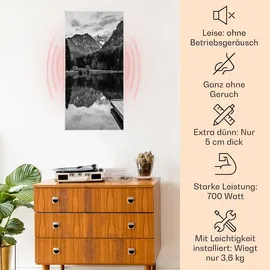 Klarstein Wonderwall Air Art Smart Home Bild-Infrarotheizung zur Wandmontage, IR mit IoT/WiFi App-Control, Feucht... - Grau