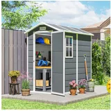 Outsunny Gerätehaus 2,1m2, wasserdicht, mit Pultdach, mit Abschließbar Tür, Fenster, BxT: 186x131 cm, (Gartenhaus, 1 St., Geräteschuppen), aus Alu, für Hinterhof, Garten, Grau grau
