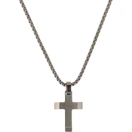 s.Oliver Kette mit Anhänger Kreuz, braun (antikfarben), Halsketten, Jungen Edelstahl L: 43