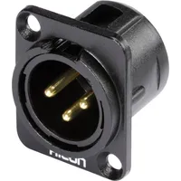 HICON HI-X3DM-G XLR-Steckverbinder Flanschstecker, Kontakte gerade Polzahl: 3 Schwarz