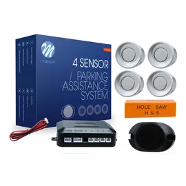 M-TECH CP7S Einparkhilfe 4 Sensoren mit Lautsprecher Silber