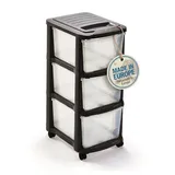 M home Rollwagen Schubladenrollwagen PLS6240 Rollcontainer Schubladenschrank Kunststoff, (Spar-Set, 1 St., Rollwagen mit 3 Schubladen und 4 Lenkrollen), mit 3 Schubalden / mit Rollen / mit Griffen schwarz