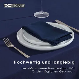 Homescapes Tischdecke 100% Baumwolle 138 x 178 cm Dunkelblau