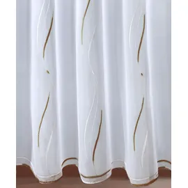 WECKBRODT Gardine »VIVIEN« Smokband 1 Stk. tlg. echte Stickerei, Voile, Allover, Motiv, Halbtransparent, gebogt, Store Weckbrodt weiß/grün cm