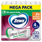 Zewa Ultra Smart Toilettenpapier Großpackung, 36 Rollen á 280 Blatt, Riesenrolle, 4-lagig, hell