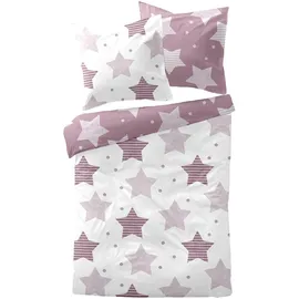 Traumschlaf Biber Sterne Lila 200 x 220 cm + 2 x 80 x 80 cm
