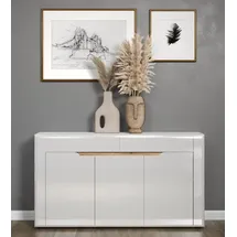 trendteam Sideboard Marlon Eiche Evoke Coast Nachbildung weiß Hochglanz B/H/T: ca. 150x84x40 cm - Eiche, weiß