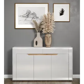 trendteam Sideboard Marlon Eiche Evoke Coast Nachbildung weiß Hochglanz B/H/T: ca. 150x84x40 cm - Eiche, weiß